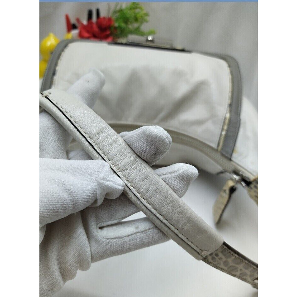 Coach Kristin White Leather Snakeskin Detail Zipper Hobo Shoulder Bag - Picture 6 of 14